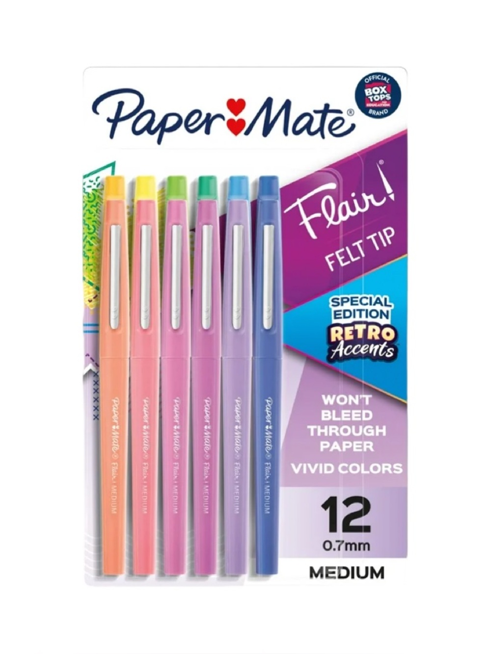 Paper Mate Flair Felt Tip Pens - Retro Pastel 12 ct